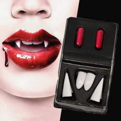 Conjunto Dentes Vampiro e Sangue Falso
